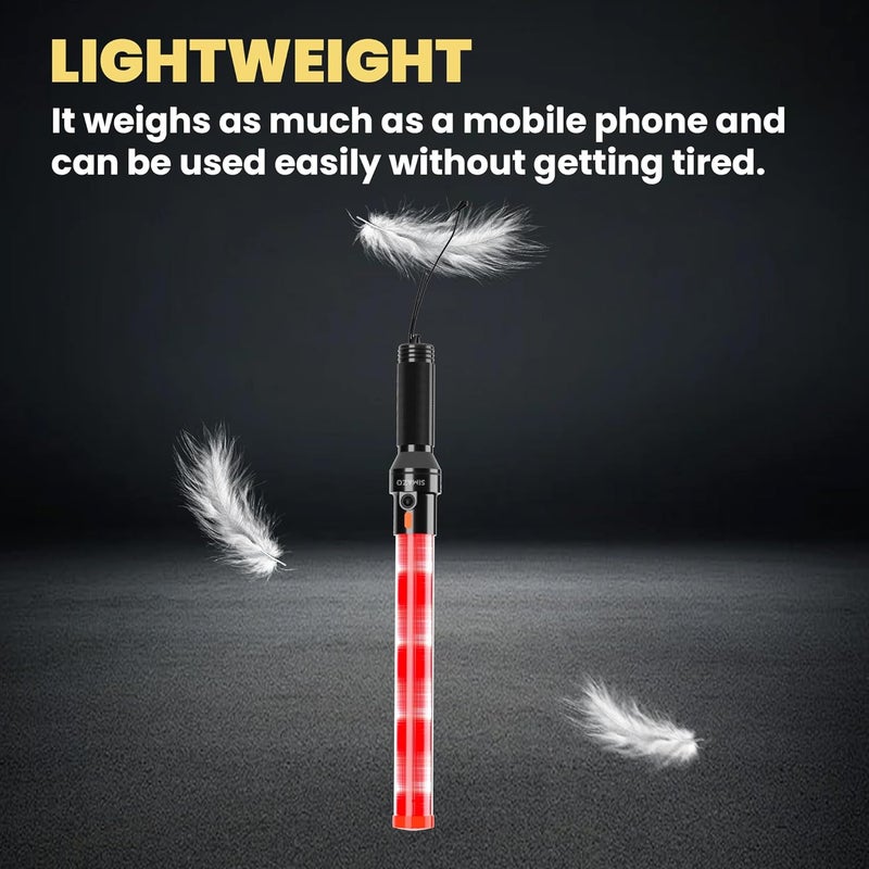 DIMAZO 16 Inch Rechargeable Traffic Wand, Multifunction Traffic Control Wand with 2 Flashing Modes, Red Safety Traffic Baton for Airport, Parking, Car Directing - Image 5